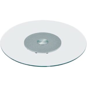 lazy susan tempered glass heavy duty turntable round dining table swivel large tabletop serving plate transparent rotating tray with silent bearing centerpieces ( battery *1 : Ø 70cm/27.5in )