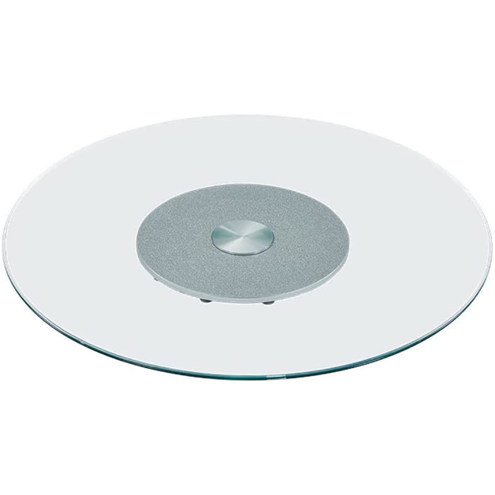 Lazy Susan Tempered Glass Heavy Duty Turntable Round Dining Table Swivel Large Tabletop Serving Plate Transparent Rotating Tray with Silent Bearing Centerpieces ( Battery *1 : Ø 70cm/27.5in )