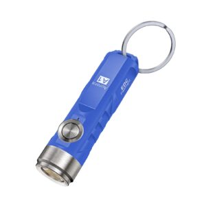 rovyvon aurora a1 g4 usb c rechargeable mini flashlight, super bright keychain flashlight 650 high lumens small edc flashlight keychain light with clip for camping, hiking, emergencies (blue)