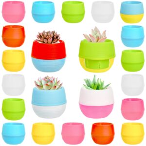 elsjoy 30 pack mini succulent pot, 3 inch plastic seed starter pots small cute succulent planter with drainage for indoor & outdoor plants, home decor, free assembly