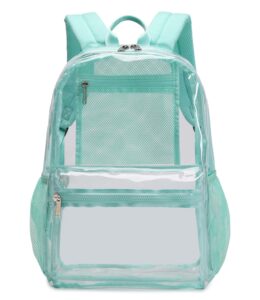 abshoo heavy duty clear backpack school approved transparent clear bookbag for school (teal)