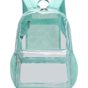 abshoo Heavy Duty Clear Backpack School Approved Transparent Clear Bookbag for School (Teal)