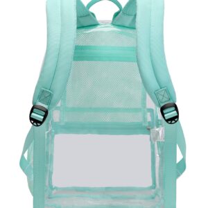 abshoo Heavy Duty Clear Backpack School Approved Transparent Clear Bookbag for School (Teal)