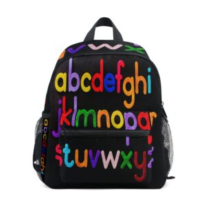 odawa colorful alphabet kids backpack, toddler schoolbag preschool bag travel backpack for little boy girl