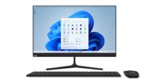 23.8" full hd ips all-in-one desktop computer with windows 11 - intel n4120 quadcore, 4gb ram, 128gb ssd, dual-band wifi, bluetooth, expandable hdd - aio pc with front camera, wireless keyboard, mouse