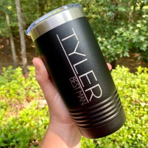 Groomsmen Tumbler, Groomsmen Gift, Custom Tumbler, Personalized Tumbler, Tumbler for Men, Bachelor Party Gift, Beer Mug, Engraved Tumbler (Black)