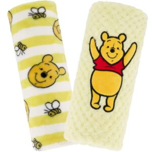disney 2-pack baby blanket for infants and newborns, plush textured fleece winnie the pooh blanket, perfect unisex gift for toddlers