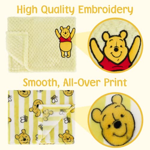 Disney 2-Pack Baby Blanket for Infants and Newborns, Plush Textured Fleece Winnie The Pooh Blanket, Perfect Unisex Gift for Toddlers