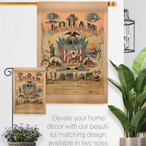 Americana Home & Garden Jr. O. U. A. M. Garden Flag Set Wood Dowel Americana US Historic July Memorial Veteran Independence United State American House Banner Small Yard Gift Double-Sided, Made In USA