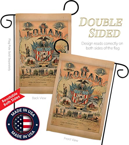 Americana Home & Garden Jr. O. U. A. M. Garden Flag Set Wood Dowel Americana US Historic July Memorial Veteran Independence United State American House Banner Small Yard Gift Double-Sided, Made In USA