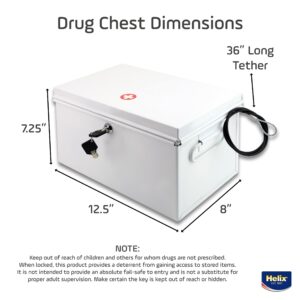 Helix - All-Metal Lockable Drugs Security Chest - Secure Medication Storage - Wall Mountable - Metal Tether Included