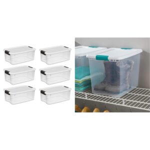 sterilite 18 qt and 25 qt stackable storage bins with lids (6-pack)
