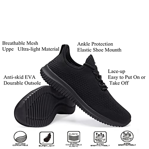 BXYJDJ Womens Walking Shoes Breathe Mesh Fashion Sneakers Ultra Light Jogging Slip On Athletic Running Workout Casual Sports Shoes for Travel Work AllBlack 8.5