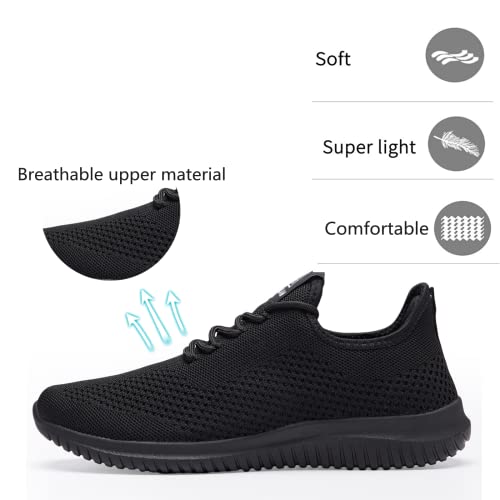 BXYJDJ Womens Walking Shoes Breathe Mesh Fashion Sneakers Ultra Light Jogging Slip On Athletic Running Workout Casual Sports Shoes for Travel Work AllBlack 8.5