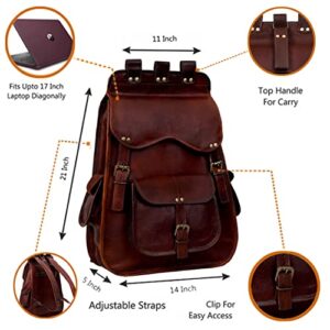 C CUERO Leather 20 Inch Backpack Rucksack Travel Laptop Large Backpack For Men And Women