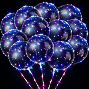 vinsot 30 pack led bobo balloons light up balloons clear helium bubble bobo glow balloons with string lights for parties birthday wedding decoration (multi color light)