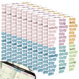 480 pcs day of the week stickers silver foiled date covers decorative stickers monday to sunday self adhesive stickers for planner removable day labels for journal school (shaped,mixed size)