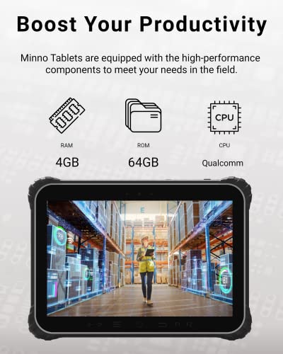 Minno Maverick Rugged 10" Android 10 Tablet | 4GB/64GB | Slim Design with Physical Buttons | LTE (Unlocked AT&T & T-Mobile) (A10M10- Maverick A10)