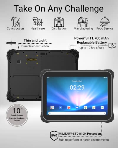 Minno Maverick Rugged 10" Android 10 Tablet | 4GB/64GB | Slim Design with Physical Buttons | LTE (Unlocked AT&T & T-Mobile) (A10M10- Maverick A10)