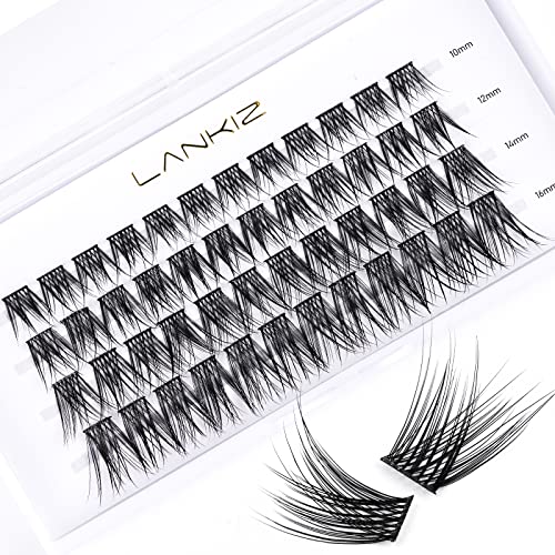 LANKIZ Lash Clusters DIY Eyelash Extensions Individual Lashes Natural Eyelash Clusters Soft and Wispy Cluster Lashes 10-16mm MIX Lash Extension DIY at Home (Honey)