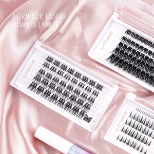 LANKIZ Lash Clusters DIY Eyelash Extensions Individual Lashes Natural Eyelash Clusters Soft and Wispy Cluster Lashes 10-16mm MIX Lash Extension DIY at Home (Honey)