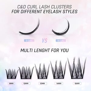 LANKIZ Lash Clusters DIY Eyelash Extensions Individual Lashes Natural Eyelash Clusters Soft and Wispy Cluster Lashes 10-16mm MIX Lash Extension DIY at Home (Honey)