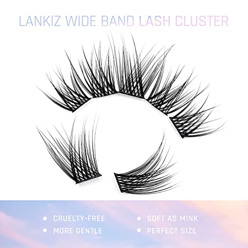 LANKIZ Lash Clusters DIY Eyelash Extensions Individual Lashes Natural Eyelash Clusters Soft and Wispy Cluster Lashes 10-16mm MIX Lash Extension DIY at Home (Honey)