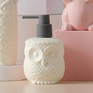 123Arts Ceramic Owl Shape Soap Dispenser Soap Bottle Lotion Bottle with Pump