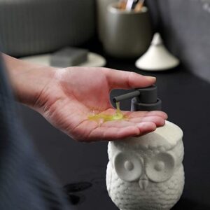 123Arts Ceramic Owl Shape Soap Dispenser Soap Bottle Lotion Bottle with Pump