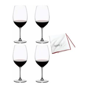 riedel vinum bordeaux grand cru glasses (4-pack) with polishing cloth bundle (3 items)