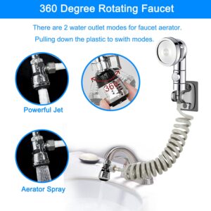 MOSELNY Sink Faucet Sprayer Attachment,Sink Shower Sprayer Attachment Set To Tub Faucet,ON/OFF Shower Head with (5 adapters),Sink Extension Hose Sprayer for Laundry Bathroom Kitchen