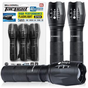 taclight 3 pk tactical flashlights high lumens, super bright led flashlights, zoomable heavy duty waterproof flash lights battery powered small flashlights for emergencies/camping as seen on tv…