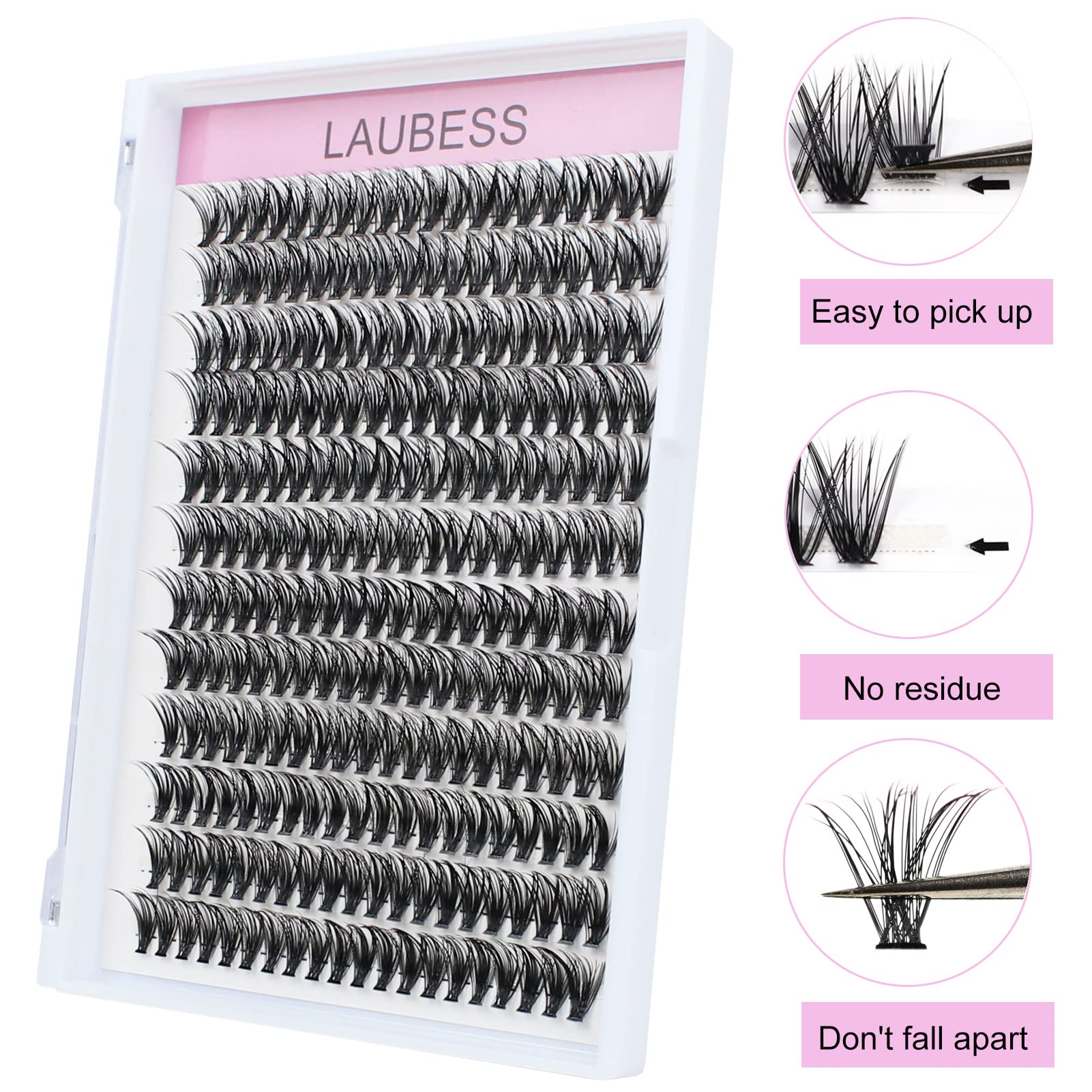 Lash Clusters Extensions 240pcs 40D DIY Eyelash Extension Long Individual Lashes Natural Look Faux Mink Cluster Lashes C Curl Mixed Length (40D-0.07C-9-16mm)