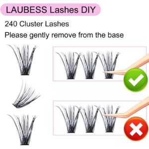 Lash Clusters Extensions 240pcs 40D DIY Eyelash Extension Long Individual Lashes Natural Look Faux Mink Cluster Lashes C Curl Mixed Length (40D-0.07C-9-16mm)