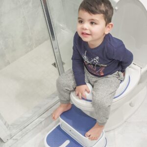 UpPro 2 in 1 Anti Slip Bunny Step Stool, Detachable Double Up Kids Step Stool, Wide Step Toddler Step Stool, Kids Step Stool for Toilet Potty Training, Kitchen, and Bathroom(Blue)