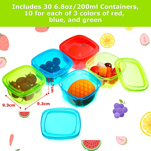 Hotop 30 Pieces Baby Food Storage Freezer Containers, 6.8 oz Plastic Baby Food Jars with Leakproof Lids, Small Baby Blocks Snack Containers and White Sticker Label for Infant Babies, 3 Colors