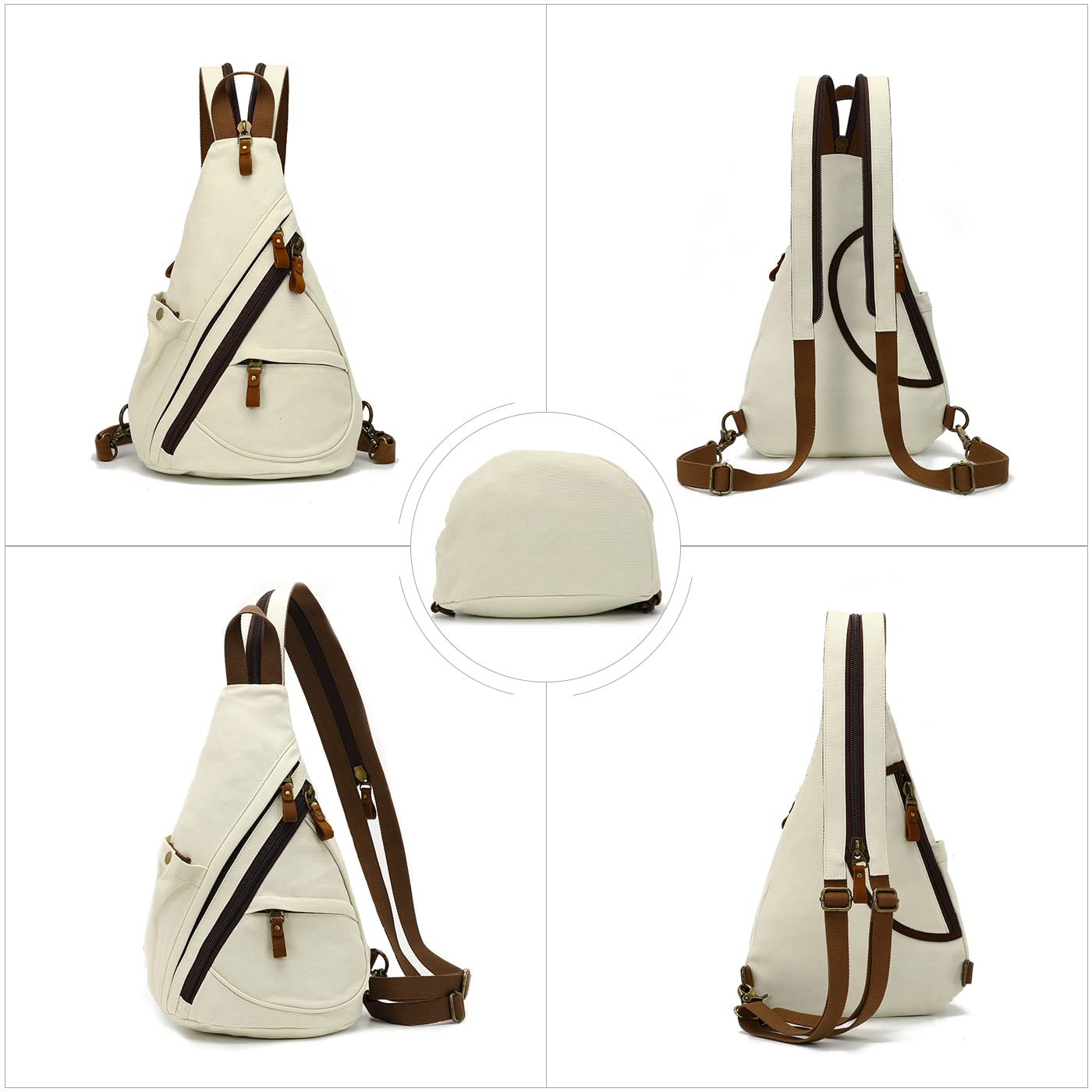 KL928 Canvas Sling Bag - Small Crossbody Backpack Shoulder Casual Daypack Rucksack for Men Women