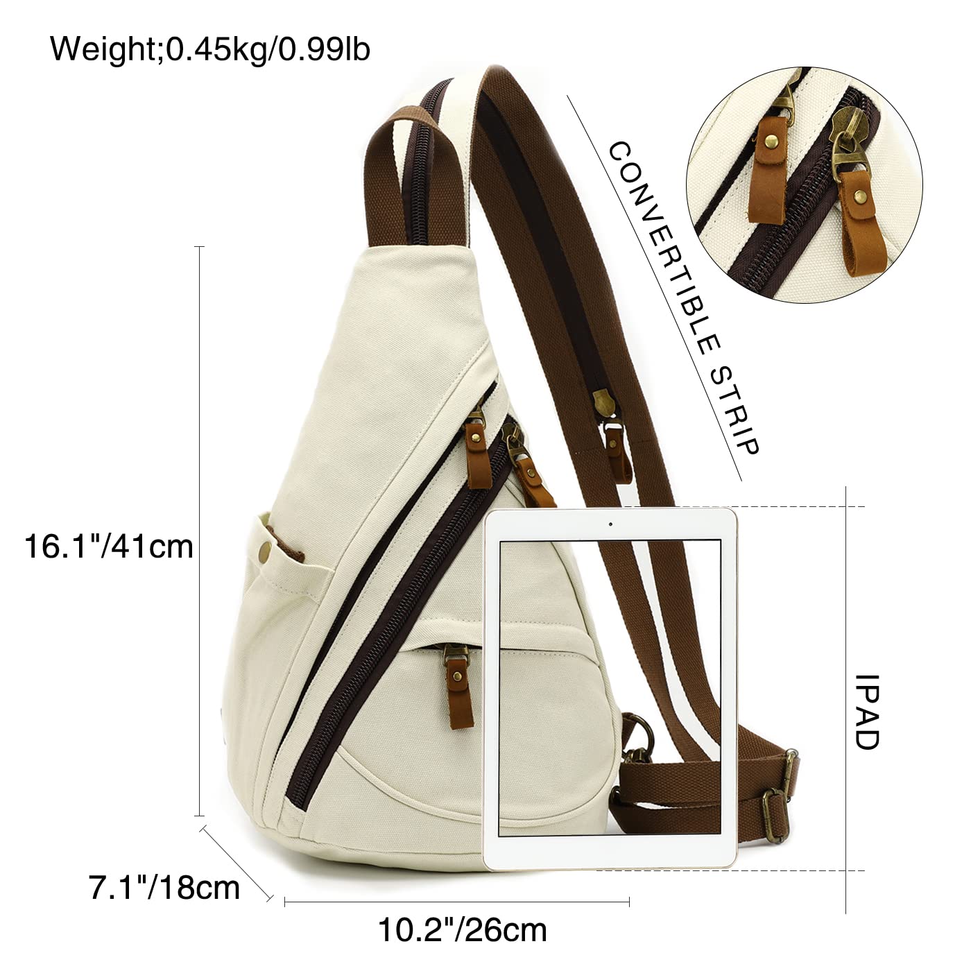 KL928 Canvas Sling Bag - Small Crossbody Backpack Shoulder Casual Daypack Rucksack for Men Women