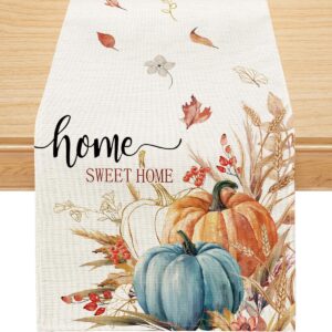 siilues fall table runner, pumpkin watercolor fall runner for table fall decorations seasonal fall thanksgiving holiday decor for indoor outdoor dining table decorations (13" x 72")