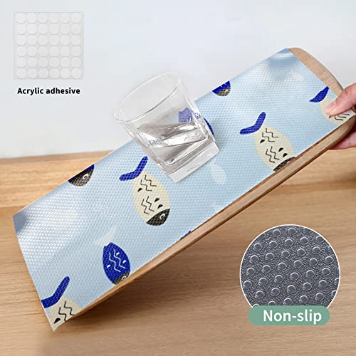 Ganwawo 8 Pcs Refrigerator Liners,Washable Non-Slip Refrigerator mat,Free Anti-Slip mat,for Drawer, Shelf and Refrigerator Liners, Cuttable Refrigerator mat (Fish)