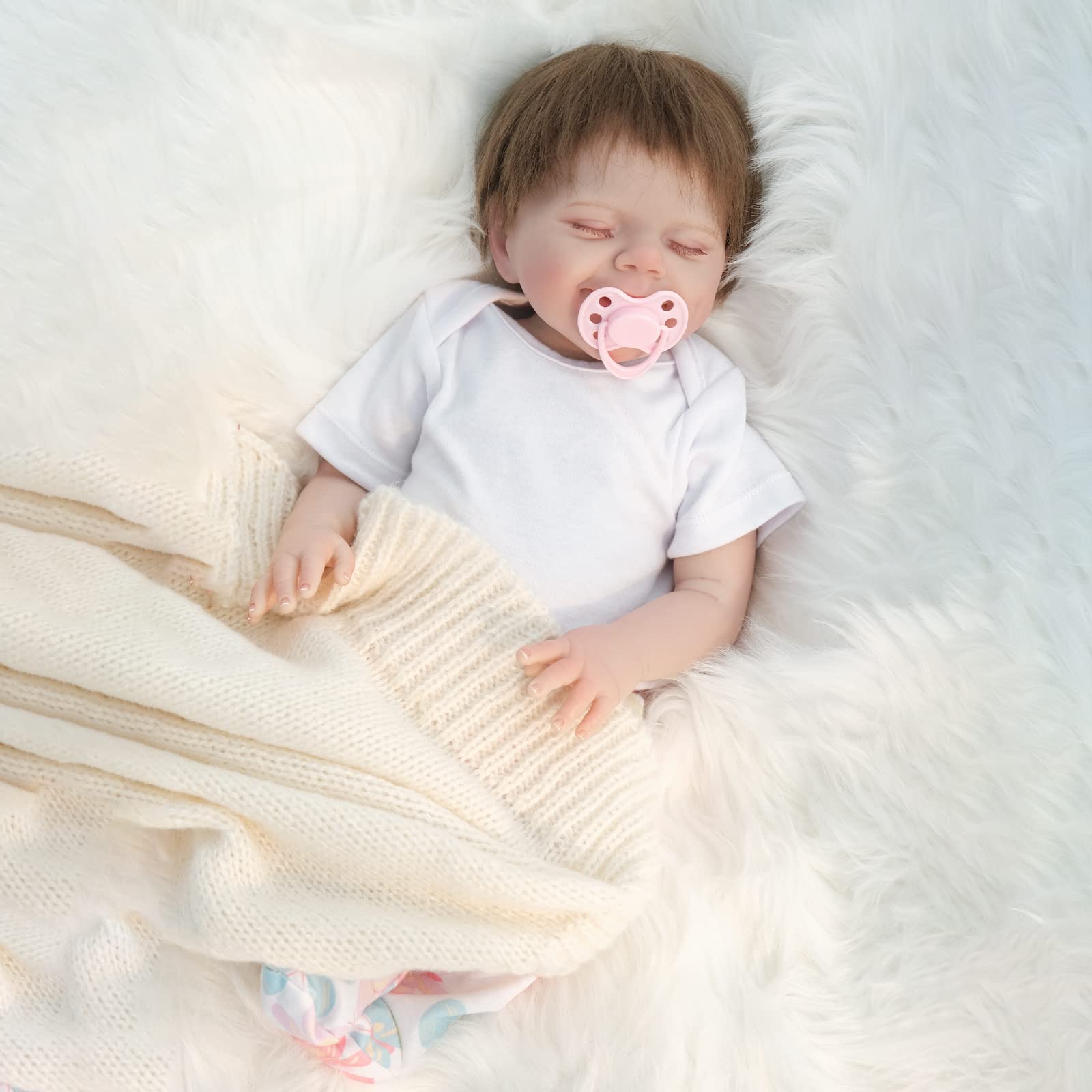 Zlgkjk Reborn Sleeping Baby Dolls Girl, Realistic Newborn Dolls with Soft Vinyl Silicone Full Body, 18 Inches Lifelike Baby Dolls for 3+ Year Old Girls, Kids