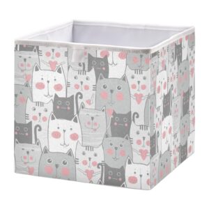 domiking lucky cat storage baskets for shelves foldable collapsible storage box bins with cubes toys closet organizers for pantry bathroom baby cloth nursery,11 x 11inch