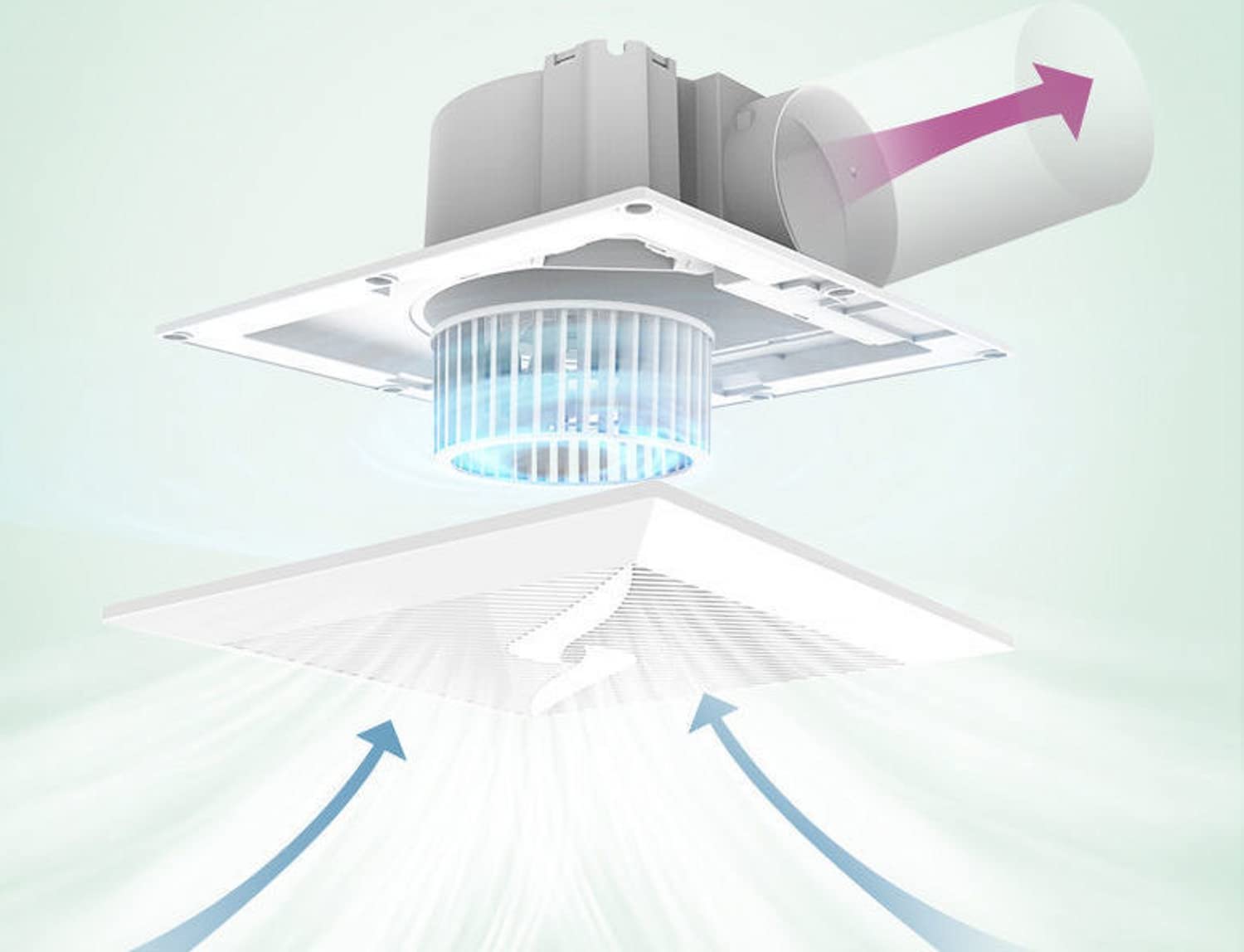 Nalle Ventilation Fan Ceiling Bathroom Exhaust Fan Extractor Fan (No Attic Access Required) (120 CFM 1.2 Sones) （Style B）