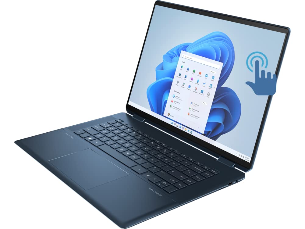 AimCare Supported NewHP Spectre x360 2-in-1 Laptop PC 16" 3K+ Touchscreen Ultrabook Intel Core i7 16GB 2TB SSD HDMI Webcam Fingerprint 17Hrs Battery Thunderbolt Type-C WiFi6 Bluetooth Win11H Blue