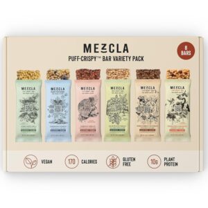 mezcla vegan chocolate high protein bars, gluten free, plant based, non gmo, no dairy, 10g protein, healthy snacks, 6 flavor variety pack (8 bars)
