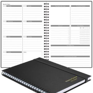planner, asten undated weekly planner goal planner notebook, to do list planners spiral planner for men and women,pvc hardcover,elastic closure, inner pocket 8.3" x 5.8" (black)