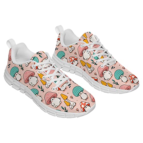 bymme Womens Girls Cute Cartoon Mushroom Shoes,3D Print Personalited Soft Tennis Walking Sneakers Gifts for Friends,Men Size 3.5,Women Size 5.5