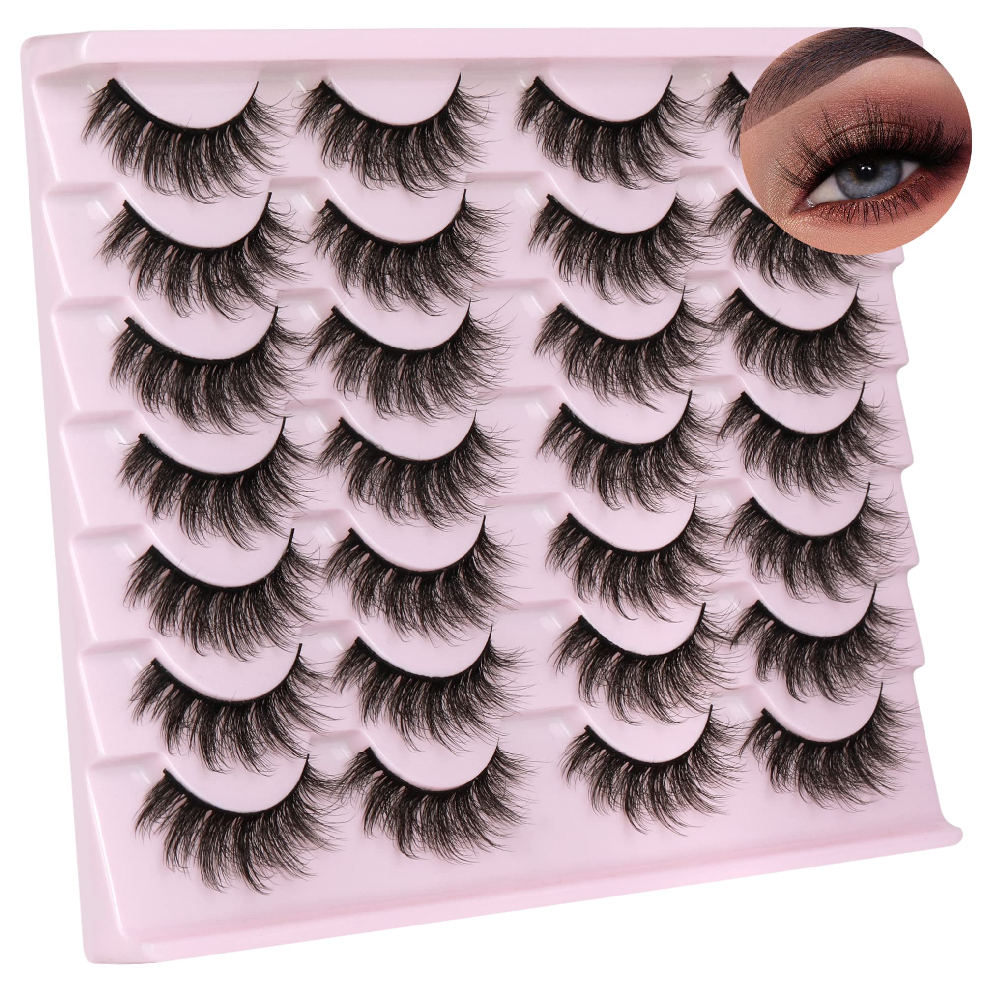 14 Pairs Wispy Mink Lashes Fluffy Eye Lashes Natural Look 5D Volume 16mm Fake Eyelashes Pack by TNFVLONEINS