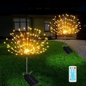 ryblgled individual solar fireworks lights outdoor waterproof 2 pack, each 200 led solar garden lights outdoor, 8 lighting modes diy solar garden fireworks lamps, for yard pathway lawn landscape