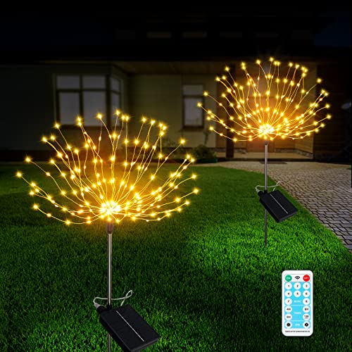 Ryblgled Individual Solar Fireworks Lights Outdoor Waterproof 2 Pack, Each 200 LED Solar Garden Lights Outdoor, 8 Lighting Modes DIY Solar Garden Fireworks Lamps, for Yard Pathway Lawn Landscape